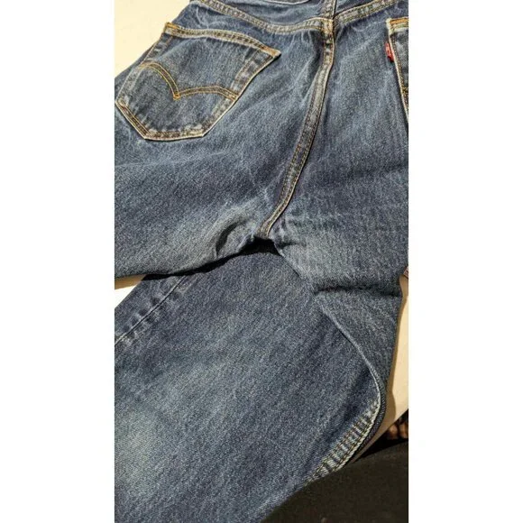 Levis 505 Jeans Mens 33x30 Blue Denim Distressed Well Loved Straight Leg Jeans - Picture 10 of 10